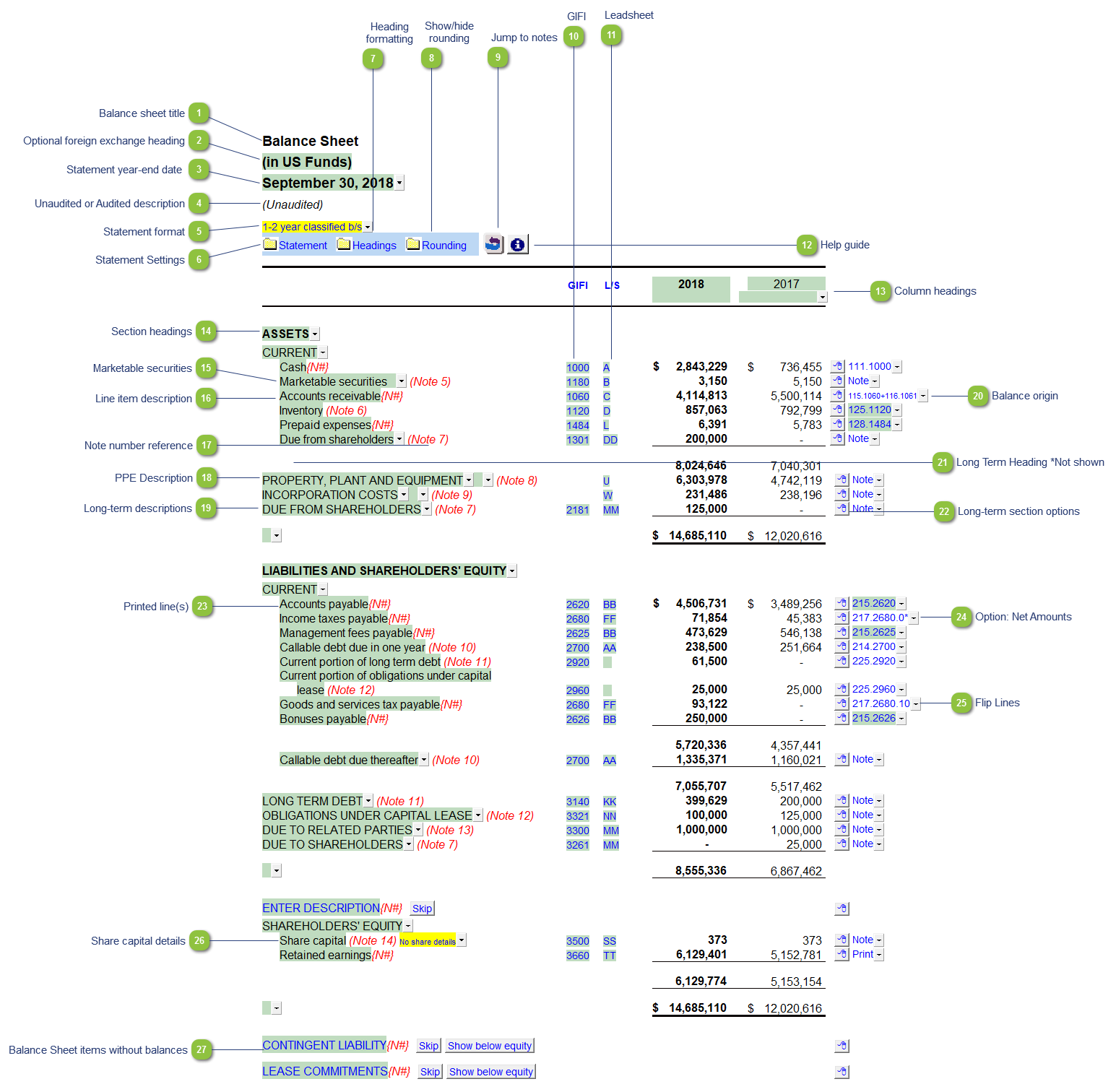 Balance Sheet (2 Year with % Format)