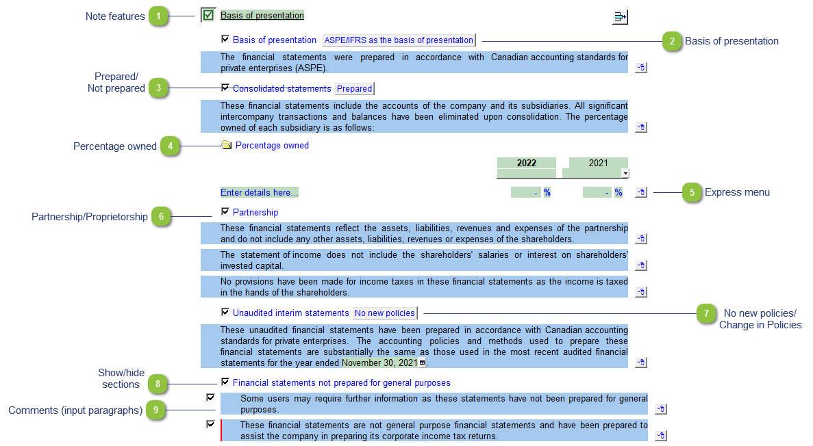 Basis of presentation policy
