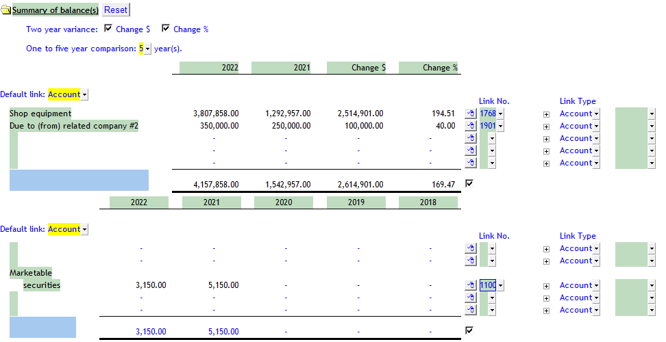 5. Summary of balance(s)