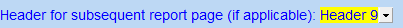 12. Header for subsequent report page (if applicable):