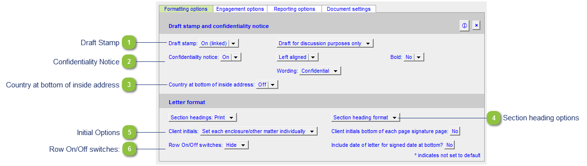 Formatting options