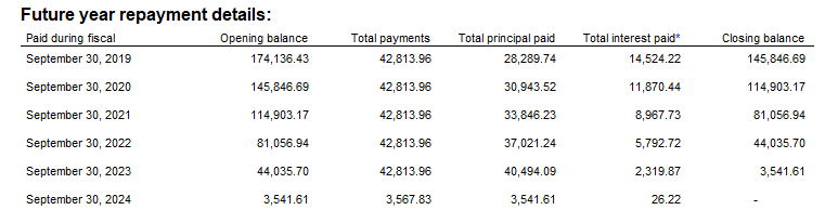 15. Future year repayment details