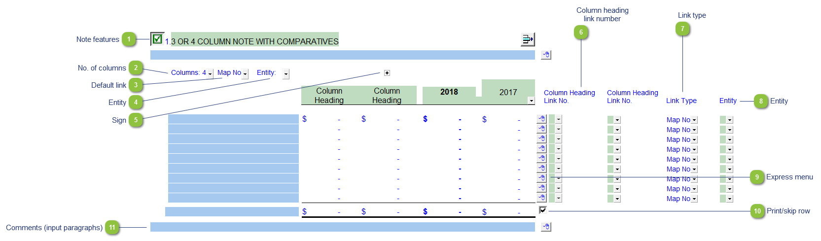 KP1 - 3 or 4 column with comparatives