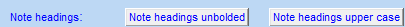 8. Note headings formatting options