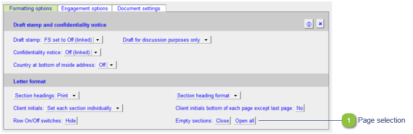 Template Specific Engagement Options