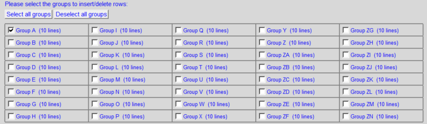 22. Select groups to insert/delete rows en masse